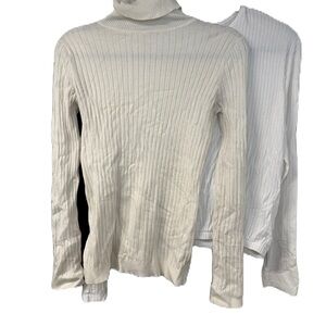 Women’s Ribbed Bundle l/xl Chic Ribbed Turtleneck & Sweater